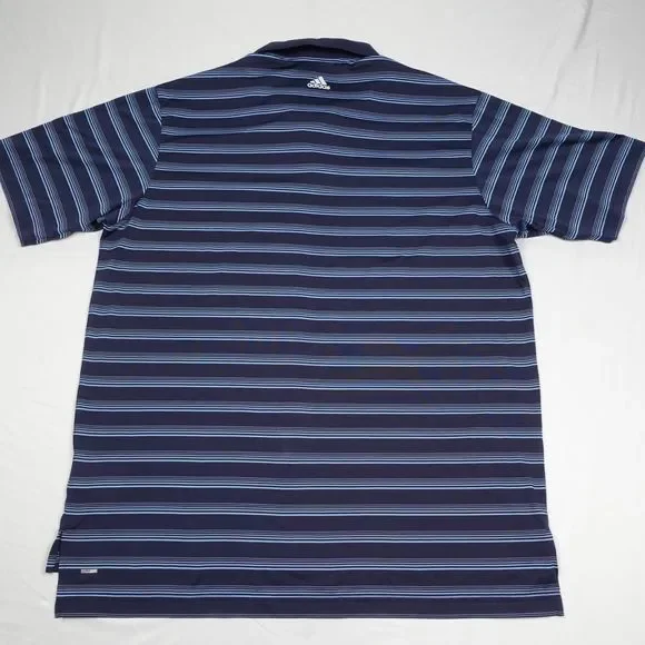 Adidas Climalite Golf Polo Shirt Men's Large Blue Pullover Striped Short Sleeves - Picture 7 of 7
